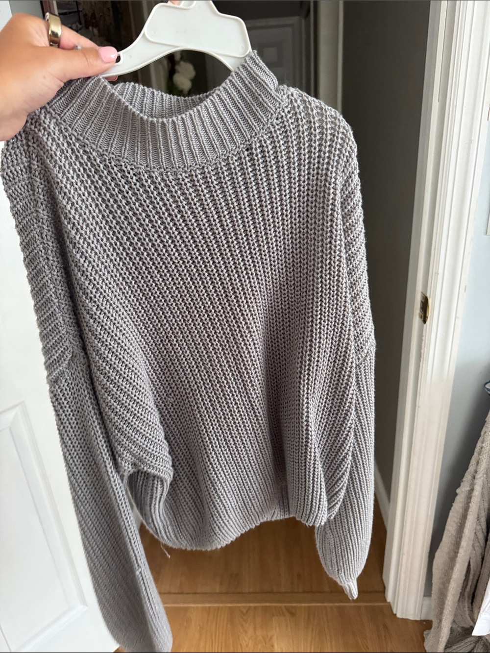 Forever 21 Light Grey Ribbed Turtleneck Sweater